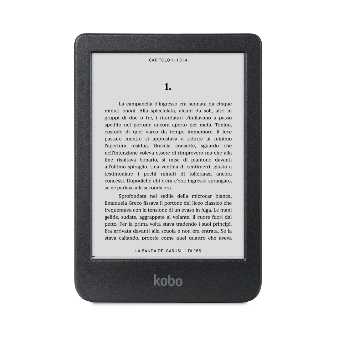 Kobo Clara BW nero, vista frontale.