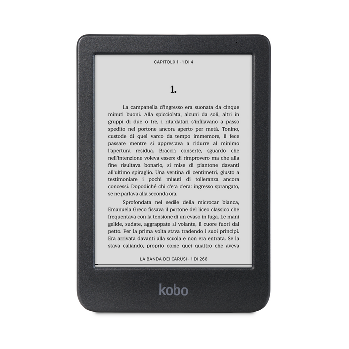 Kobo Clara BW nero, vista frontale.