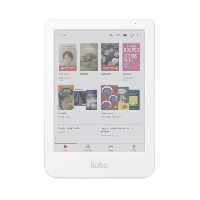 Kobo Clara Colour bianco vista frontale.