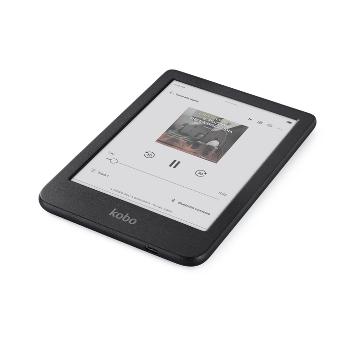 Kobo Clara Colour nero, appoggiato.
