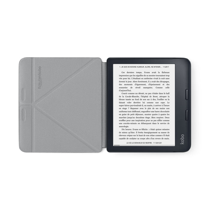 Kobo Libra 2 all'interno di una SleepCover aperta per Kobo Libra 2.